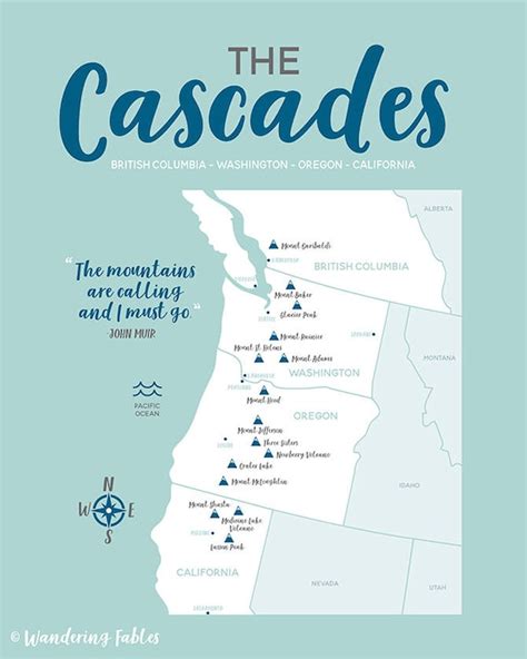 Map Of Cascade Mountain Range