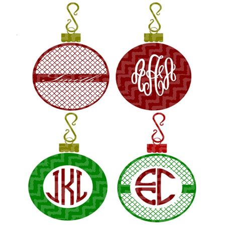 Christmas Ornament Monogram Frame SVG EPS Png by JenCraftDesigns