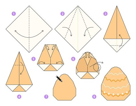 Easter egg origami scheme tutorial moving model. Origami for kids. Step ...