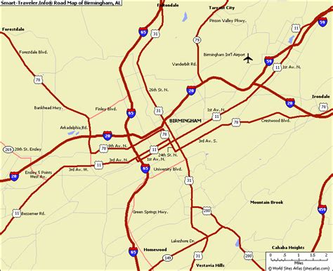 Map of Birmingham Alabama - TravelsMaps.Com