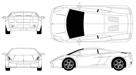 Lamborghini Gallardo 2006 Blueprint - Download free blueprint for 3D ...