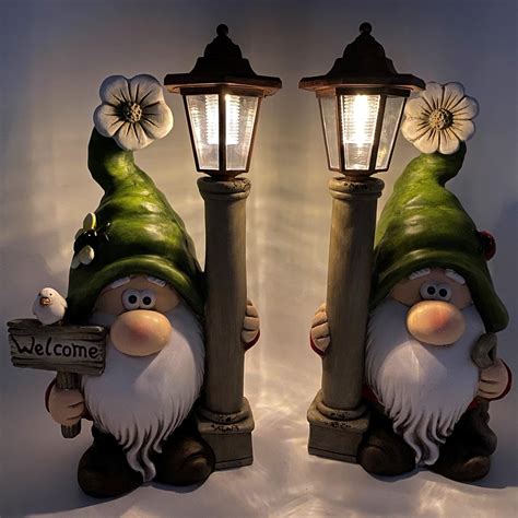 Trinx 2 Piece Garden Gnomes with Solar Lights Shortstack and Dinkle Set ...