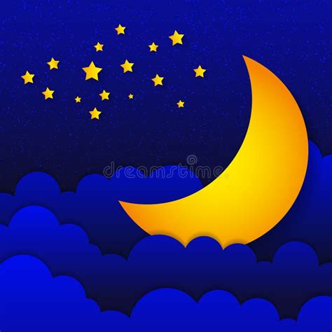 Retro Illustration of a Smiling Moon Good Night. Stock Vector ...