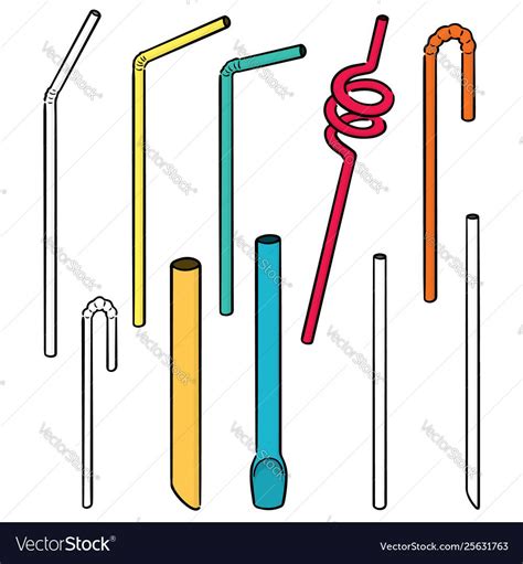 Set straw vector image on VectorStock | Vector, Vector images, Straw