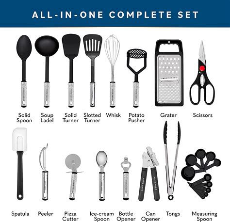 Home Hero 25pc Kitchen Utensil Set - Nylon & Stainless Steel Cooking ...