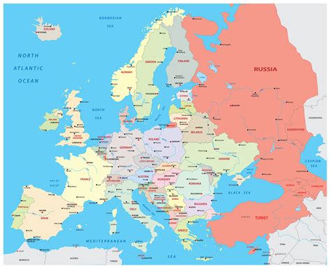 Map Of Europe With Countries Listed - Cyndie Consolata