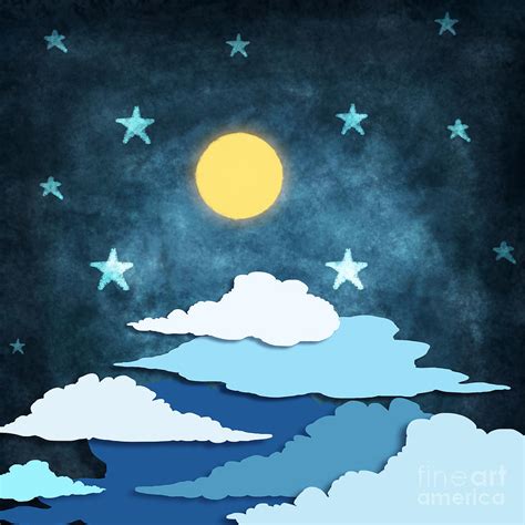 Moon And Stars Painting by Setsiri Silapasuwanchai