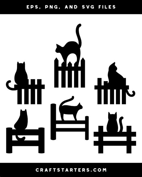 Simple Cat on Fence Silhouette Clip Art