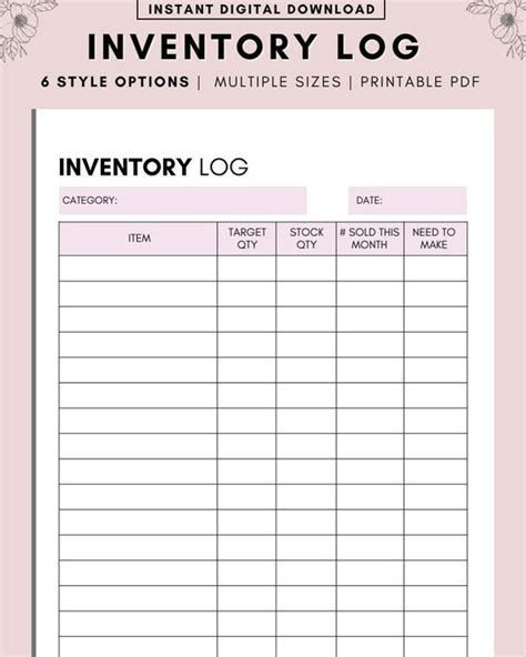 Inventory Management Form Inventory Sheet Small Business - Etsy