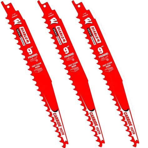 DIABLO 9 in. 3 TPI Demo Demon Carbide Reciprocating Saw Blades for ...