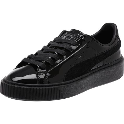 Puma Basket Platform Patent Women's Sneakers in Black | Lyst