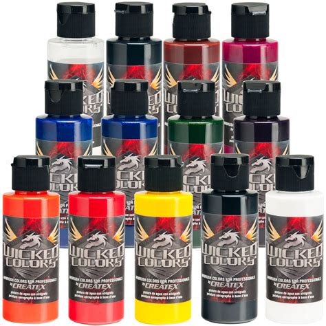 12 Createx Wicked Colors Detail Airbrush Paint Kit - Hobby, Craft, Art ...