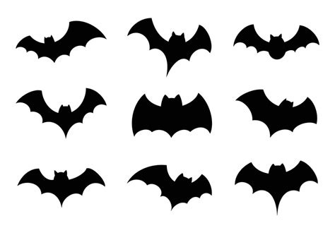 Halloween bat icon set. Bat silhouettes flying on white background ...