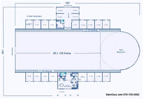 Barn Plans -10 Stall Horse Barn - Design Floor Plan