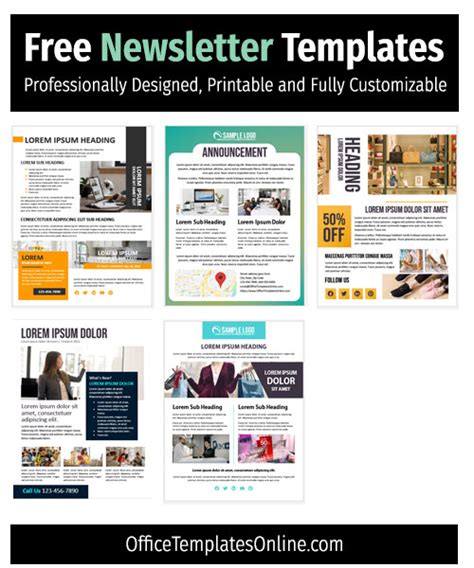 5 Free Newsletter Templates - MS Word - Printable & Editable