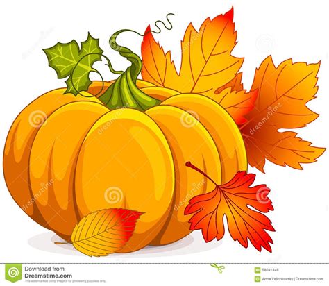 Photo about Illustration of Autumn Pumpkin and leaves. Illustration of ...