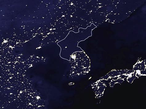 Satellite map of North Korea at night | North Korea | Asia | Mapsland ...