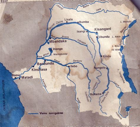 Congo Democratic Republic detailed map of river and lakes | Vidiani.com ...