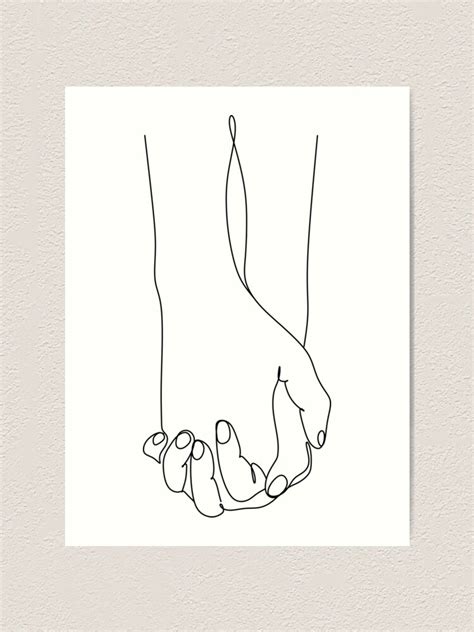 "Holding Hands Print, One Line Art, One Line Drawing, Above Bed Wall ...