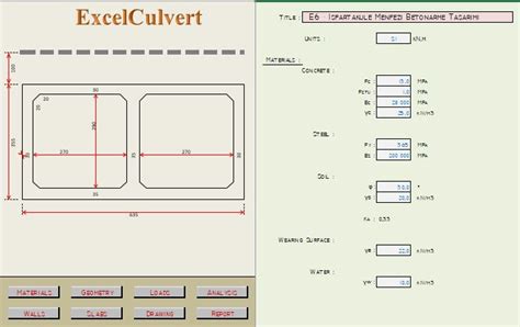 Concrete Box Culvert analysis and Design Spreadsheet