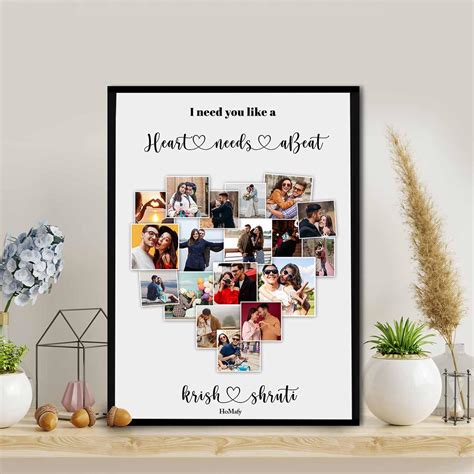 Heart Collage Frame With Names | Photo Frames | Anniversary Gifts