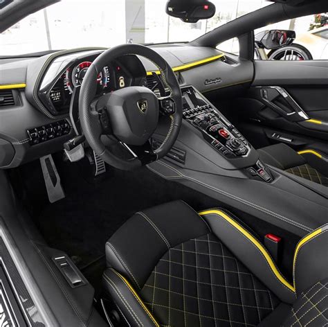 Interior of the Lamborghini Aventador S painted in Blu Nereid Photo ...