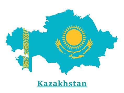 Kazakhstan National Flag Map Design, Illustration Of Kazakhstan Country ...