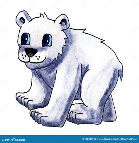 Watercolor Polar Bear Cub stock illustration. Illustration of cute ...