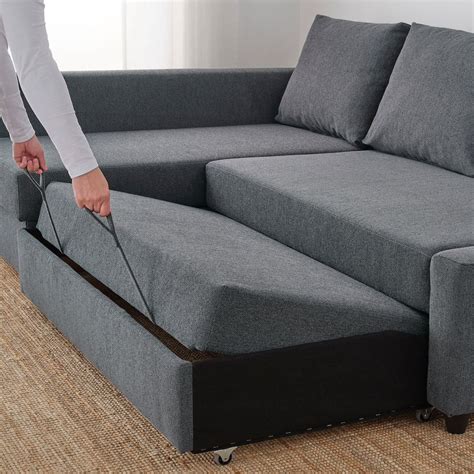 FRIHETEN Sleeper sectional,3 seat w/storage, Hyllie dark gray - IKEA ...