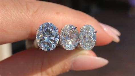 Oval Moissanite and Diamond Comparison