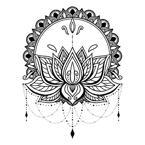 Premium Vector | Hand drawn mandala lotus flower drawing