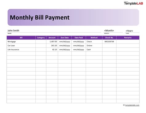 Spread sheet for bills - bdawars