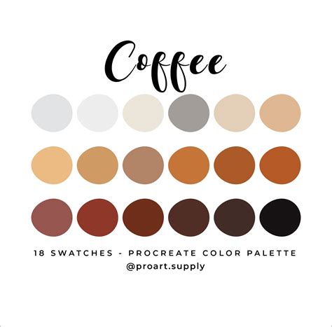 Buy COFFEE PROCREATE COLOR Palette Hex Codes Brown, Orange, Tan, Beige ...