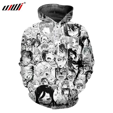 UJWI Novelty Men Hooded Anime Funny Hoodie Mens Casual Black and white ...