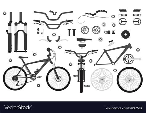 Road bicycle parts and accessories silhouette set Vector Image