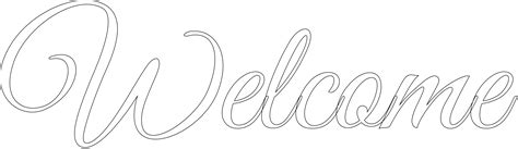 the word welcome written in cursive writing on a white background with black ink