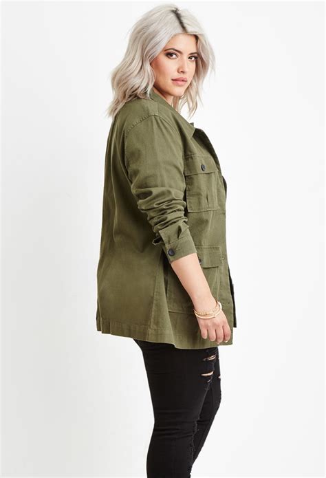 Forever 21 Plus Size Utility Jacket in Green | Lyst