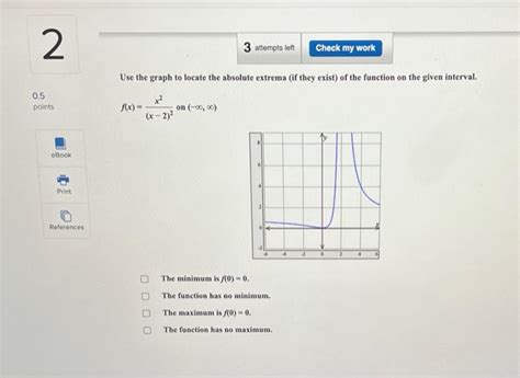 Solved Use the graph to locate the absolute extrema (if they | Chegg.com