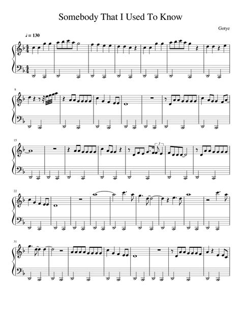 Somebody That I Used To Know Sheet music for Piano | Download free in ...