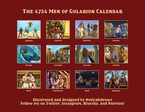 The 4724 AR Men of Golarion Calendar - Paizo | Pathfinder Infinite