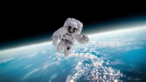 Astronaut In Outer Space Against Backdrop Of Stock Footage SBV ...