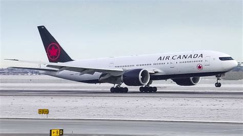 Air Canada Boeing 777-200LR Landing and Takeoff at Calgary Airport ...