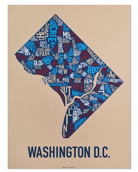 Washington DC Neighborhood Map 18" x 24" Multi-Color Screenprint