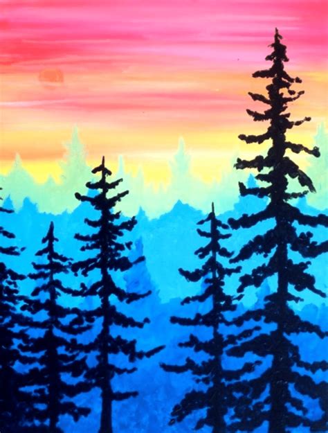 Speedway Paint Party – Colorful Forest - Wine and Canvas