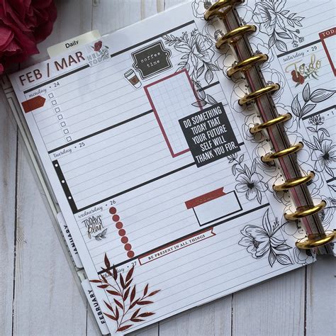 Classy Floral and Burgundy Happy Planner layout | Happy planner layout ...