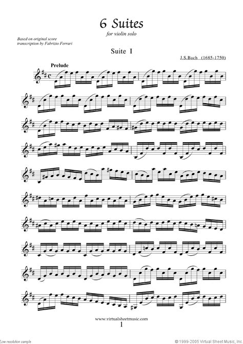 Bach - Violin Suites sheet music for violin solo [PDF]