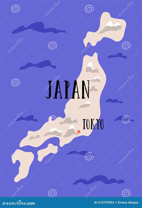 Map Of The City Of Tokyo, Kanto, Island Honshu, Japan Royalty-Free ...