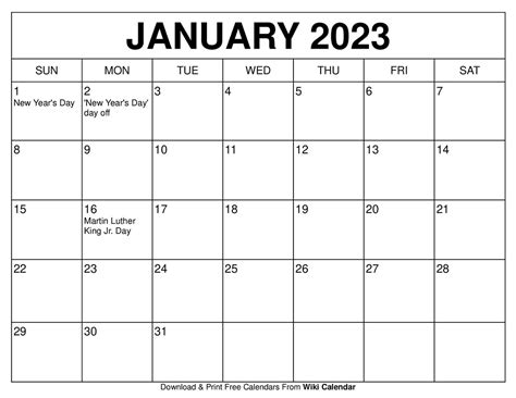 January 2023 Calendar (FREE Blank PDF Format) by Sharon Gore | TPT