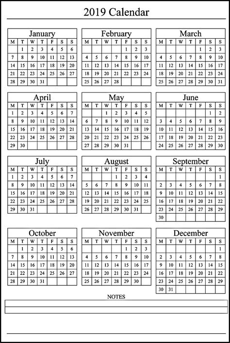 12 Month At A Glance Fill In Template Calendar | Calendar Template ...