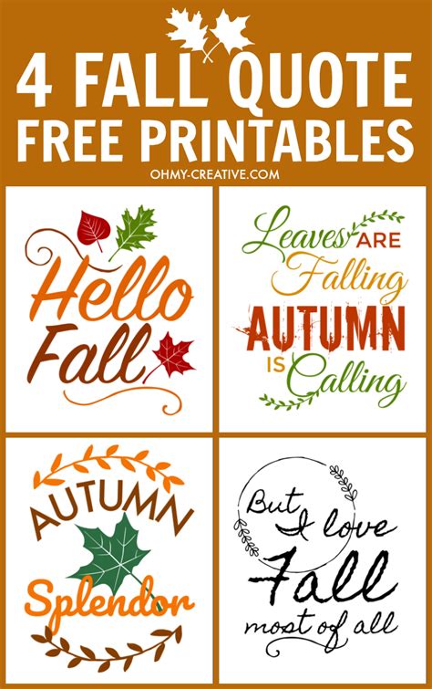 Fall Quotes Free Printables For Autumn - Oh My Creative